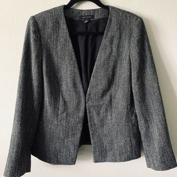 Ann Taylor Herringbone Peplum Jacket Tweed Blazer - Picture 2 of 5
